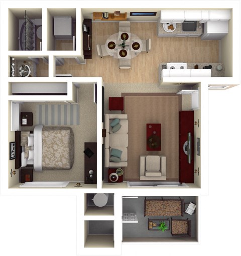Floor plan for 1 bed, 1 bath, 650 sqft